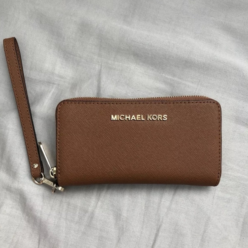 Michael Kors Leather Wristlet Brown